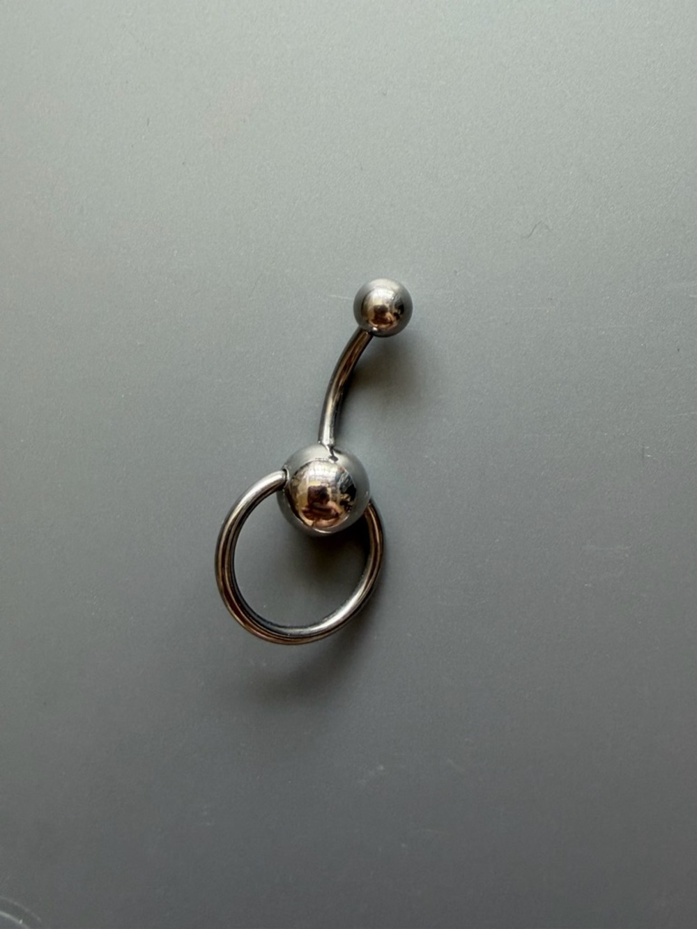 Silver Curved Barbell Navel Ring with Septum Ring like Hoop